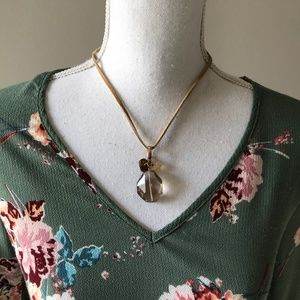 Deb Guyot Necklace Leather Quartz Bronze Pendant